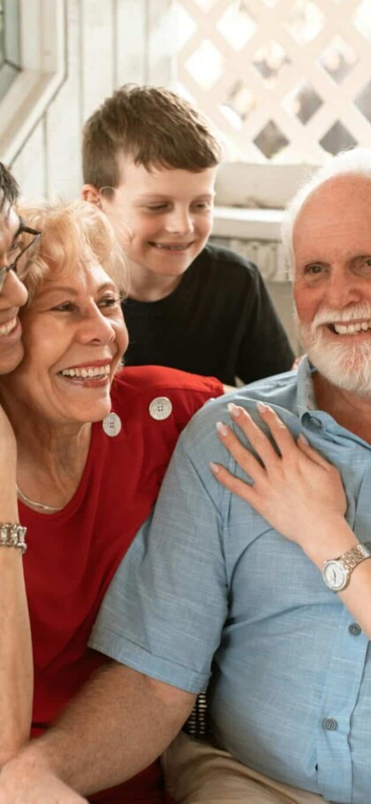 Extended family, showing people of all ages